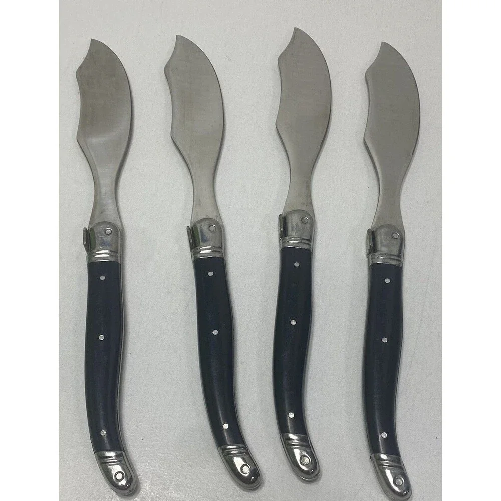 4 Laguiole Butter  Cheese Spreader  Knife Black Stainless Rare Bumble Bee 9”